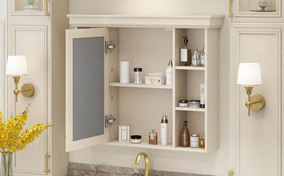35'' x 28'' Blue Wall Mounted Bathroom Storage Cabinet with Mirror Door, Modern Bathroom Wall Cabinet with Mirror - V.I.P Digital Presence