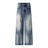 Washed Faded Denim Long Pants Clean Fit Punk Loose Wide Leg Dad Trousers Men's Distressed Ripped Straight Leg Jeans - V.I.P Digital Presence