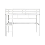 Twin Loft Bed with built-in desk and bookcase of three compartments, Guardrails and Ladder,White - V.I.P Digital Presence