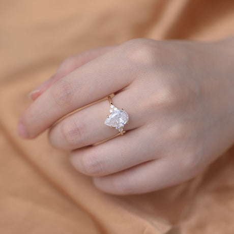 S925 Sliver Moissanite Rings for Women D VVS1 Pear Shape Diamond Engagement Wedding Fine Jewelry Gift - V.I.P Digital Presence