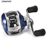 Carrete de pesca YUMOSHI para zurdos y diestros, 12+1BB, 6,3:1, freno magnético, rueda de caída de agua, bobina