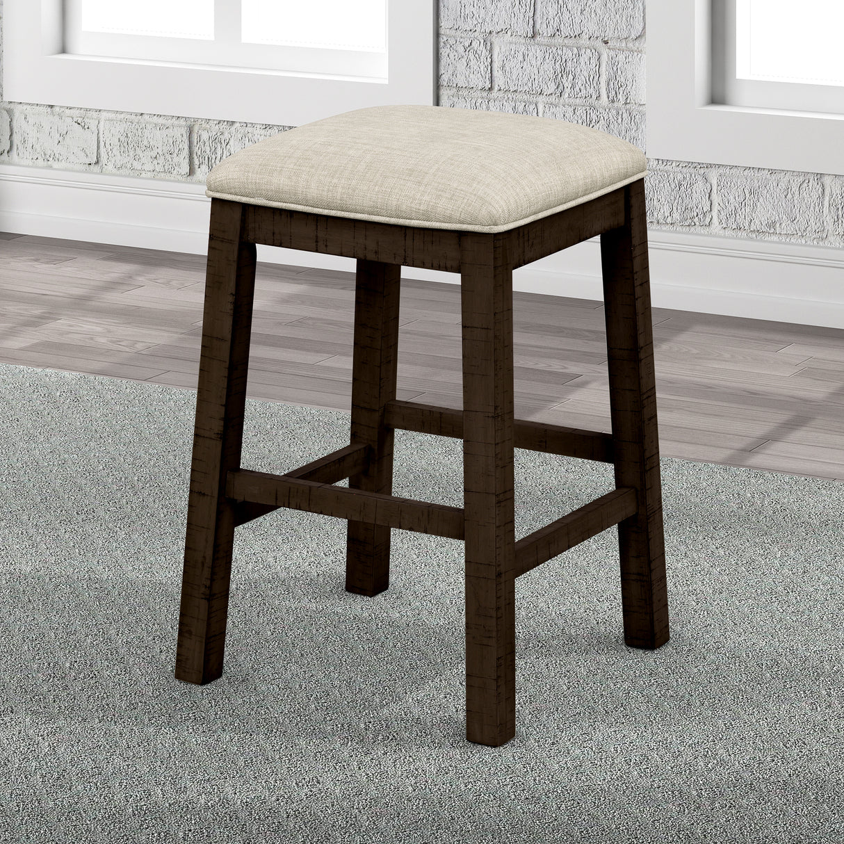 TOPMAX 4 Pieces Counter Height Table with Fabric Padded Stools, Rustic Bar Dining Set with Socket, Brown - V.I.P Digital Presence