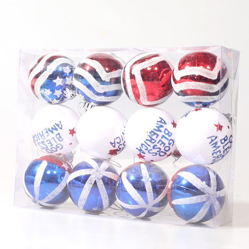 American Independence Day Christmas Plastic Balls Christmas Tree Decoration Hand drawn Ball Set - V.I.P Digital Presence