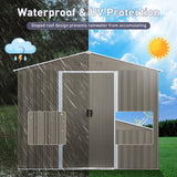 8ft x 6ft Outdoor Metal Storage Shed with Window Grey(W540S00016) - V.I.P Digital Presence