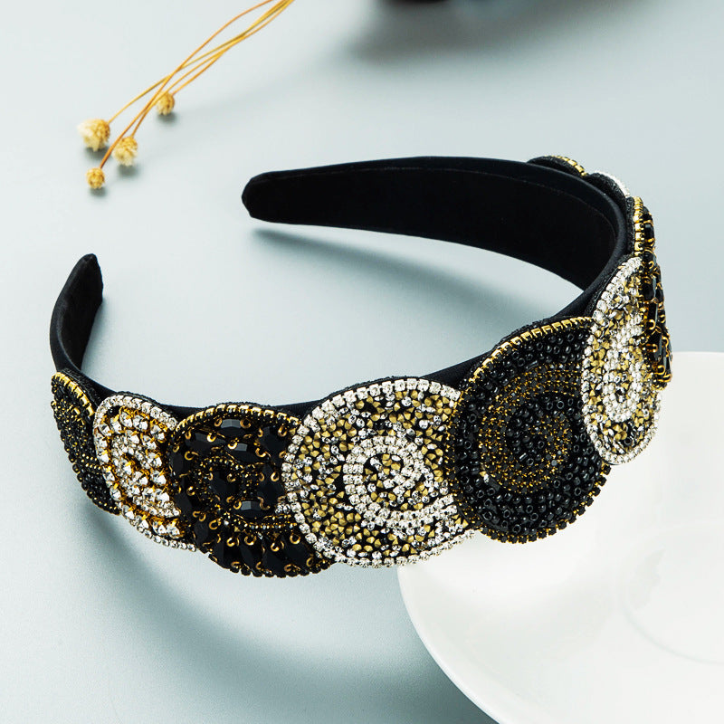 Hair Hoop Fashion Trend Color Rhinestone Head Hoop Luxury Wide Side Heavy Industry Party Hair Accessories Head Hoop - V.I.P Digital Presence