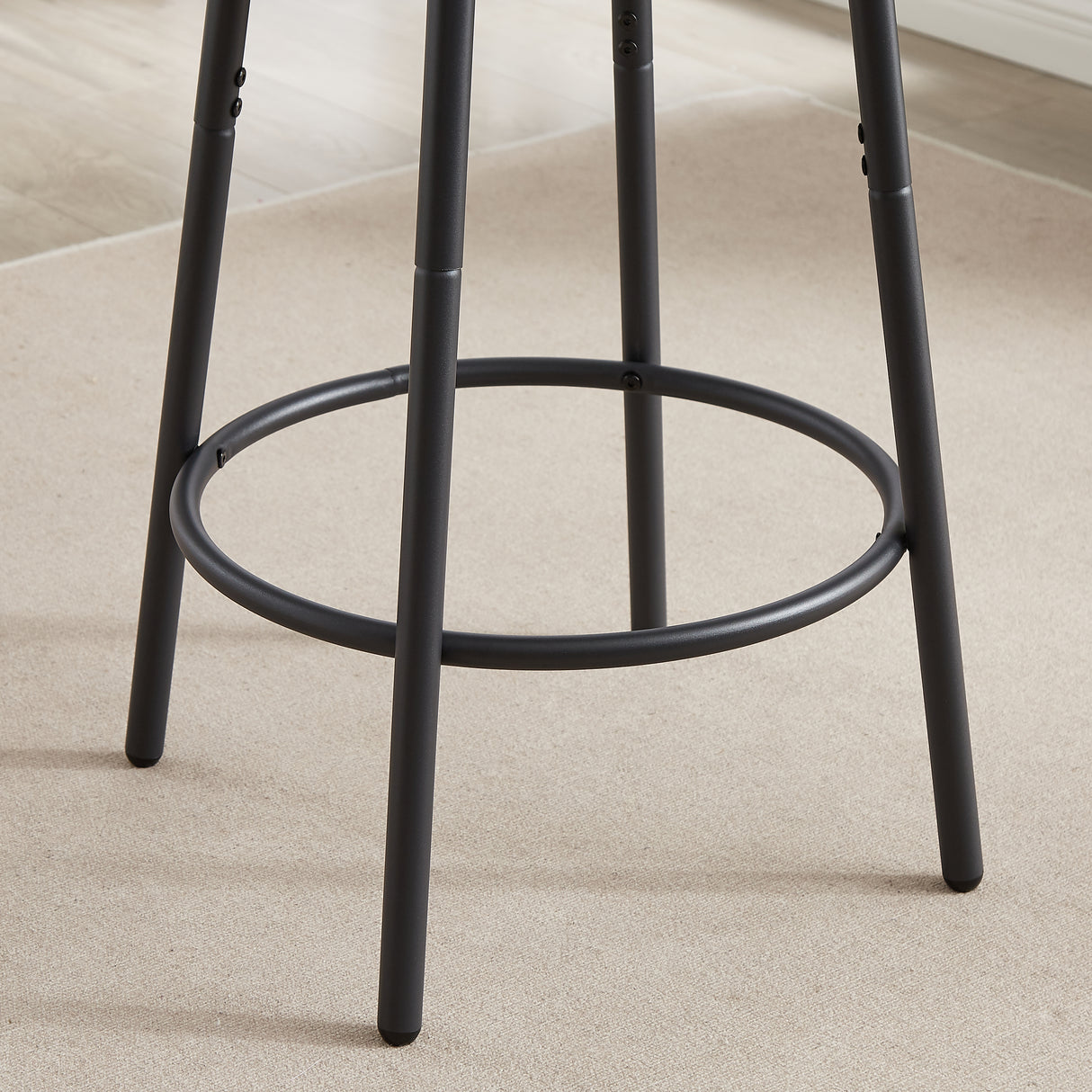 Round bar stool set with shelf upholstered stool with backrest Rustic Brown 23.62'' W x 23.62'' D x 35.43'' H - V.I.P Digital Presence