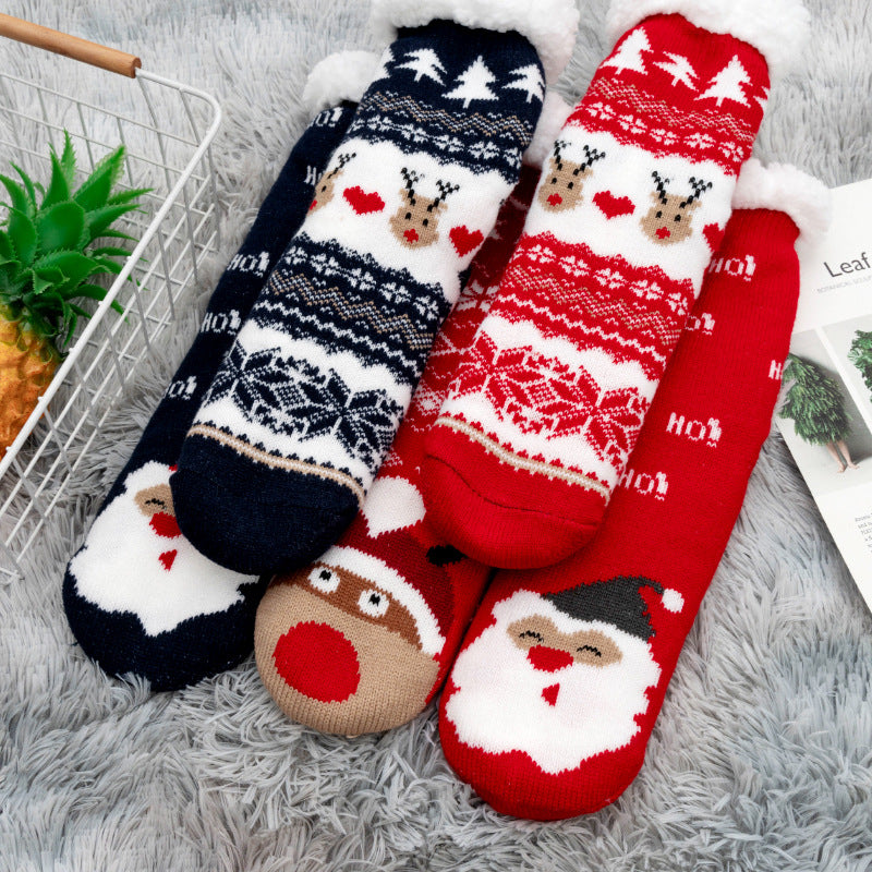 Christmas Floor Socks Indoor Home Sleep Winter Plush Thick Long Socks Women's Postpartum Socks Anti slip - V.I.P Digital Presence