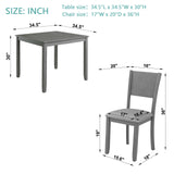 5 Piece Modern Dining Set, Square Wooden Dining Table with 4 Upholstered Chairs for Kitchen, Dining Room, Gray - V.I.P Digital Presence