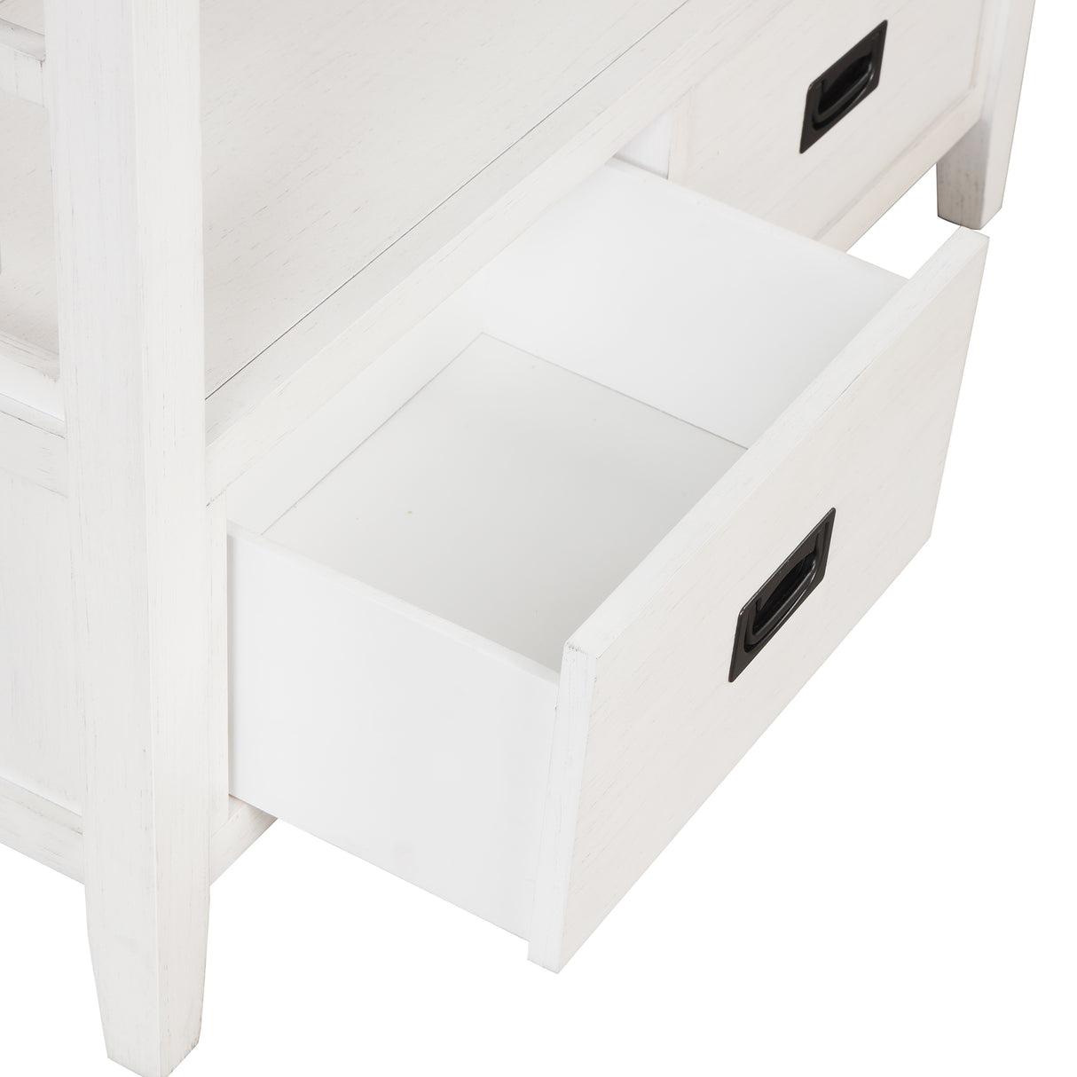36'' Farmhouse Pine Wood Console Table Entry Sofa Table with 4 Drawers & 1 Storage Shelf (Antique White) - V.I.P Digital Presence