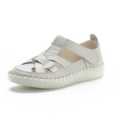 Leather perforated shoes with hollowed out toe caps for women soft soled non slip flat sandals for women - V.I.P Digital Presence