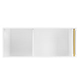 Stylish mobile desk with lockable wheels, white bedside table with 5mm thick grooved tempered glass and gold round bars - V.I.P Digital Presence