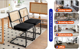 Dining Chairs Set of 2 velvet wicker side decorative chairs, black painted legs, modern medieval Bruell designed chairs, - V.I.P Digital Presence