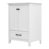 24" Bathroom Vanity with Sink, Bathroom Vanity Cabinet with One Drawer and Doors, Solid Wood and MDF, White - V.I.P Digital Presence