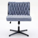 Armless Office Desk Chair No Wheels BLUE