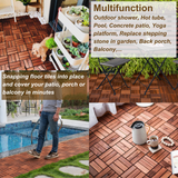 Acacia interlocking deck tile grid pattern, 10 pieces of 12 inch x 12 inch square brown Acacia hardwood outdoor flooring - V.I.P Digital Presence
