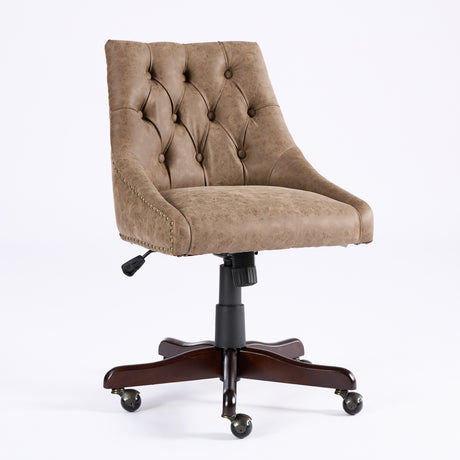 Medieval retro style sheepskin patterned home office chair with lifting, rotating, and tilting functions, brown - V.I.P Digital Presence