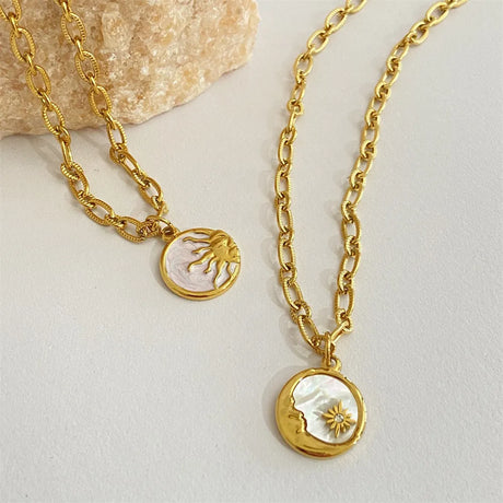 Titanium Steel Sun & Moon Necklace - V.I.P Digital Presence