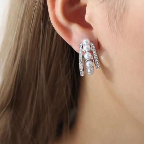 Pearl Titanium Steel C-Hoop Earrings - V.I.P Digital Presence