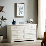Modern 3 Drawer Bedroom Chest of Drawers with 7 Drawers Dresser Clothes Organizer -Metal Pulls White, 47.6″L x 15.7″W x 26.6″H - V.I.P Digital Presence