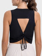 Drawstring Cutout Round Neck Active Tank - V.I.P Digital Presence