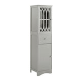 Tall Bathroom Cabinet, Freestanding Storage Cabinet with Drawer and Doors, MDF Board, Acrylic Door, Adjustable Shelf, Grey - V.I.P Digital Presence