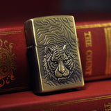 Kerosene lighter windproof retro style grinding wheel personalized bronze relief fuel dispenser - V.I.P Digital Presence