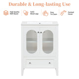 24" Bathroom Vanity with Sink, Bathroom Vanity Cabinet with One Drawer and Doors, Adjustable Shelf, Solid Wood and MDF, White - V.I.P Digital Presence