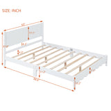 Queen Size Wood Platform Bed Frame, Retro Style Bed with Rectangular Headboard,No Need Box Spring,White - V.I.P Digital Presence