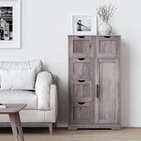 Bathroom Storage Cabinet with Storage 5 Drawers and 1 Door, Entryway Cabinet with Adjustable Shelf Grey - V.I.P Digital Presence
