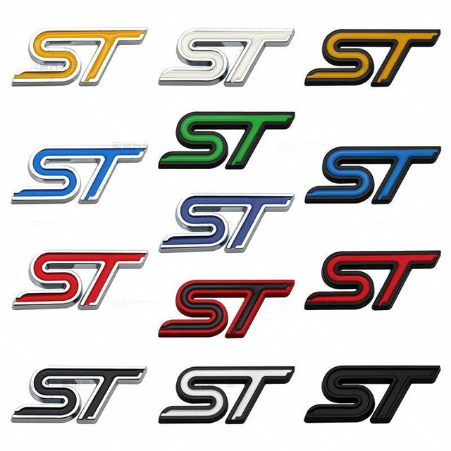 3D metal car stickers, ST badges, badges, decals, Ford Focus 2, 3, Mondeo, FI.C. Kuga, Mk1, Mk2, Mk3, Mk7 front grille decoratio - V.I.P Digital Presence