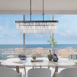Chandeliers,Rectangular Crystal Chandelier Adjustable,E12 Modern Industrial Crystal Lights (Bulb Not Included) - V.I.P Digital Presence