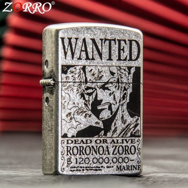 ZORRO Zoro Ancient Silver Pirate King Zoro Kerosene Lighter - V.I.P Digital Presence