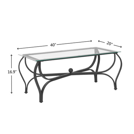 Tempered glass surface 3-piece coffee table decoration rectangular coffee table with 2 square end tables (country black) - V.I.P Digital Presence