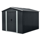8ft x 10ft Outdoor Metal Storage Shed with Floor Base Black - V.I.P Digital Presence
