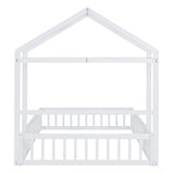 Wooden Full Size Children's Bed with Detachable Headboard and Integrated Clothes Drying Rack, White - V.I.P Digital Presence