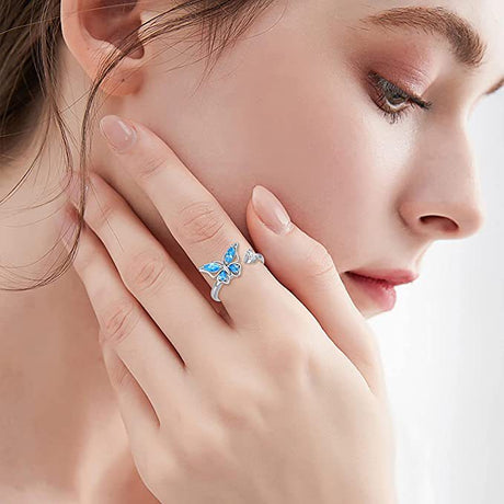 European and American new rotatable butterfly opening ring for women, Japanese and Korean versions, cool and niche, minimalist Instagram style jewelry ring - V.I.P Digital Presence