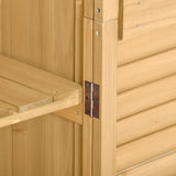 Wooden Garden Shed 3-tier Patio Storage Cabinet Outdoor Organizer Wooden Lockers with  Wood (Natural Wood Color -Shutter Design) - V.I.P Digital Presence