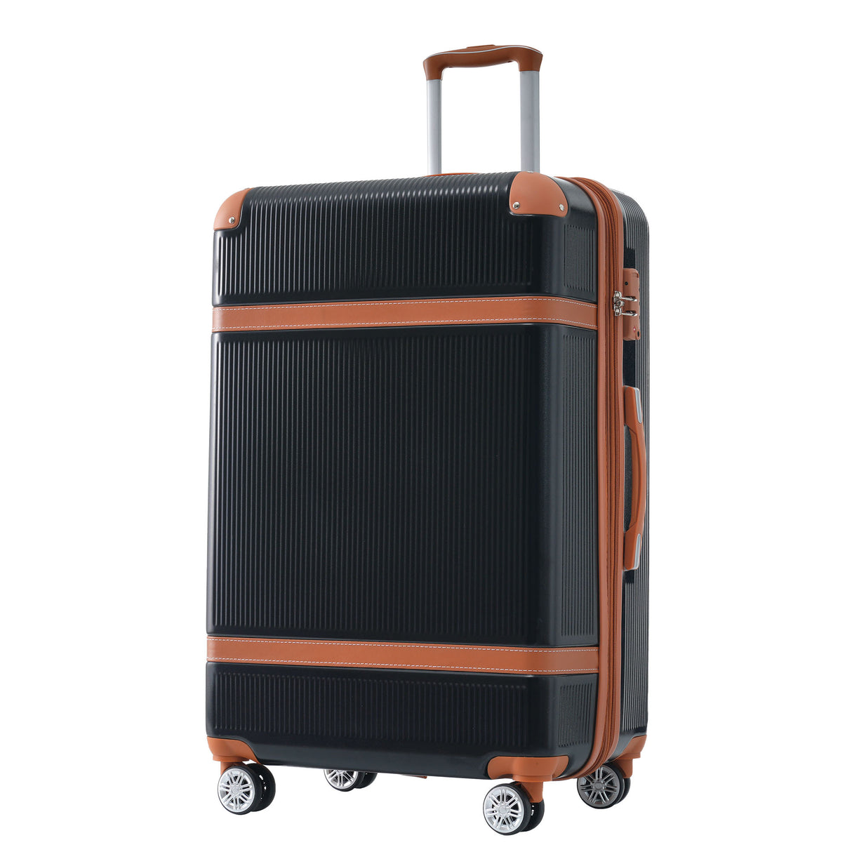 Hardshell Luggage Sets 3 Piece double spinner 8 wheels Suitcase with TSA Lock Lightweight 20''24''28'' Black + ABS