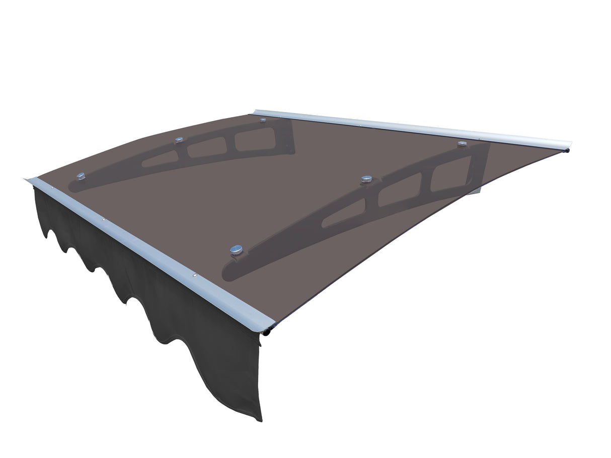 DA4734W Series Door Window Awning Made of 0.137 Inch Thick Crystal Polycarbonate Sheet in size of 47" Wide x 34" Brown Roof - V.I.P Digital Presence