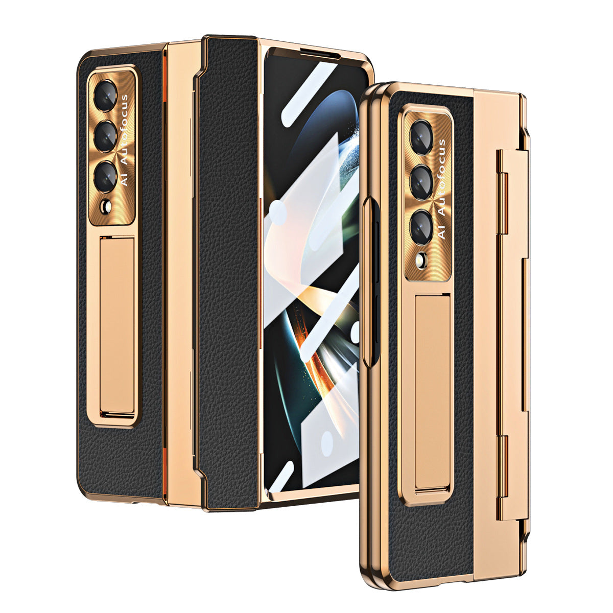 Samsung zfold 5 phone case FOLD4 folding screen flat hinge plain leather all inclusive anti fall protective case W22 is suitable - V.I.P Digital Presence