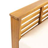 Outdoor Acacia Wood Club Chairs with Cushions, Teak+Beige, 27.75"D x 32"W x 27.75"H - V.I.P Digital Presence