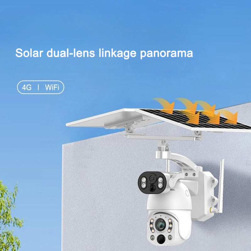 Outdoor solar monitoring camera dual lens wireless wifi remote night vision high-definition monitor - V.I.P Digital Presence
