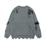 Trendy Lazy Crochet Hole Sweater Men's Round Neck Knitwear Loose Long Sleeve Casual Pullover - V.I.P Digital Presence