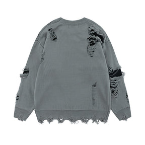 Trendy Lazy Crochet Hole Sweater Men's Round Neck Knitwear Loose Long Sleeve Casual Pullover - V.I.P Digital Presence