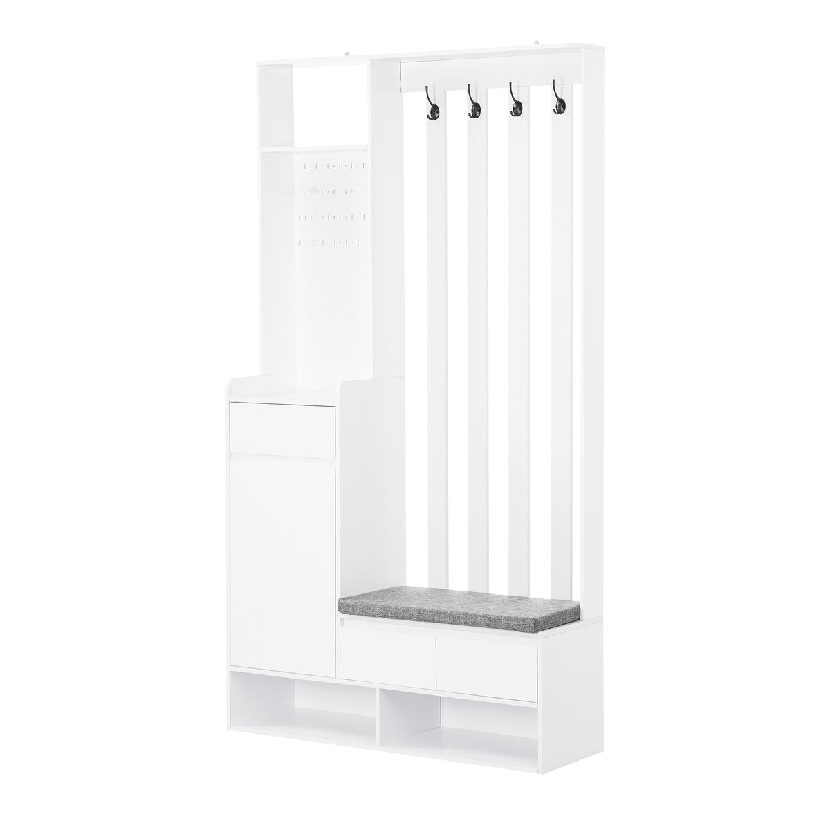 39.3'W70.8'H multifunctional corridor shoe cabinet with soft padded nail board and white clothes hanger with entrance hook - V.I.P Digital Presence