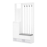 39.3'W70.8'H multifunctional corridor shoe cabinet with soft padded nail board and white clothes hanger with entrance hook - V.I.P Digital Presence