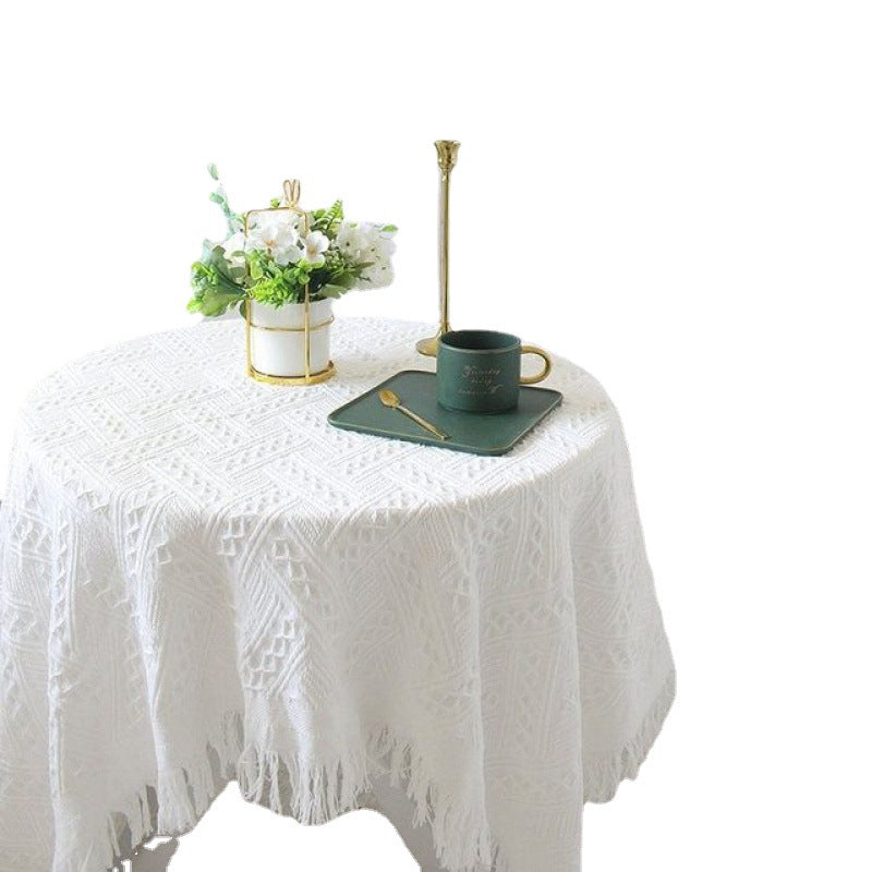 Mantel de encaje blanco estilo Ins, mantel de café, foto artística, tejido retro francés 