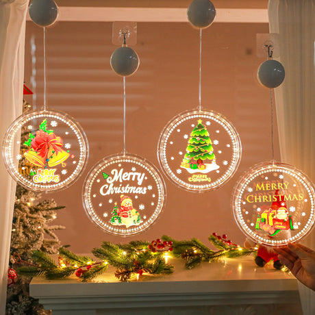 Christmas LED Decorative Light Door Hanging Christmas Tree Shopping Mall Showcase Atmosphere Light Colorful Circular Suction Cup Hanging Light - V.I.P Digital Presence