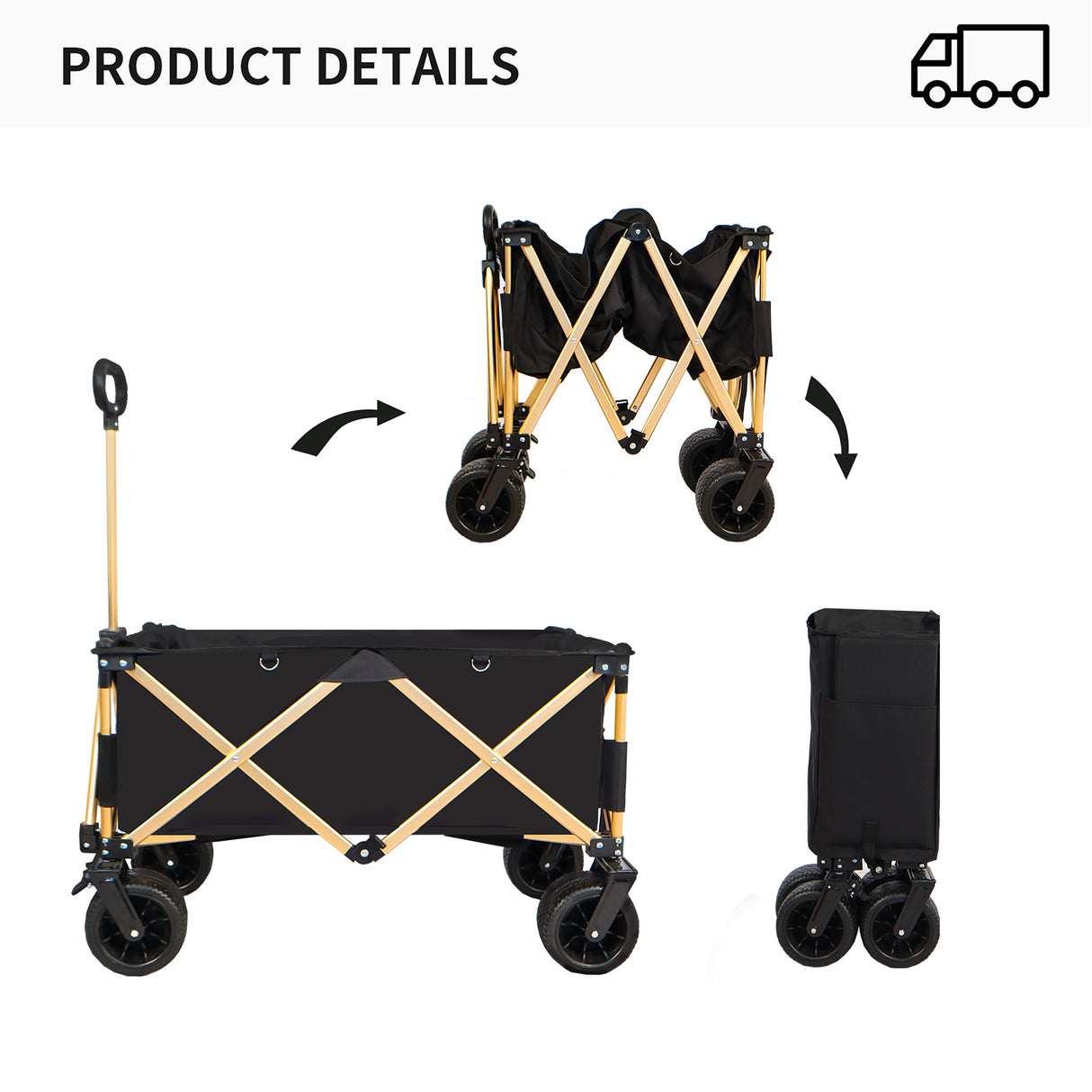 Folding Wagon Heavy Duty Utility Beach Wagon Cart for Sand with Big Wheels - V.I.P Digital Presence
