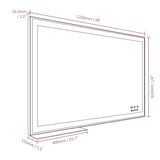 48x24 inch LED bathroom makeup mirror wall mounted adjustable light anti fog touch switch with memory intelligent large bathroom